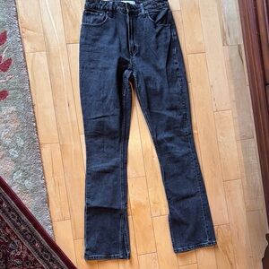 Black straight split seam Jeans